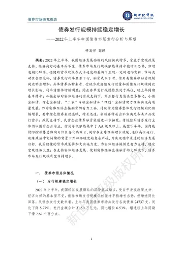新世纪评级-债券发行规模持续稳定增长——2022年上半年中国债券市场发行分析与展望-21页-WN8