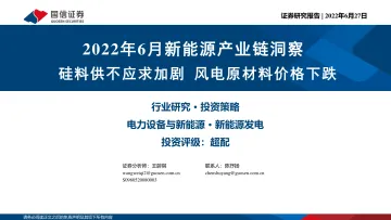 2022年6月新能源行业产业链洞察:硅料供不应求加剧,风电原材料价格下跌-20220627-国信证券-35页