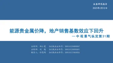 中观景气纵览第31期:能源贵金属价降,地产销售基数效应下回升-20230212-华安证券-34页