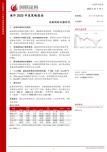 互联网行业海外2023年度策略报告:互联网的白银时代-20230116-国联证券-29页