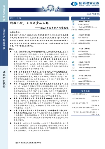 2023年大类资产走势展望:前路已定,而今迈步从头越-20221207-国泰君安-33页