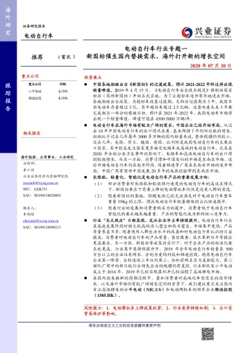 电动自行车行业专题一:新国标催生国内替换需求,海外打开新的增长空间-20200720-兴业证券-29页