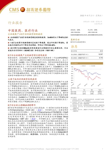 中国医药、医疗行业：全球健康产业8月份投融资持续疲弱-20220902-招商证券（香港）-24页
