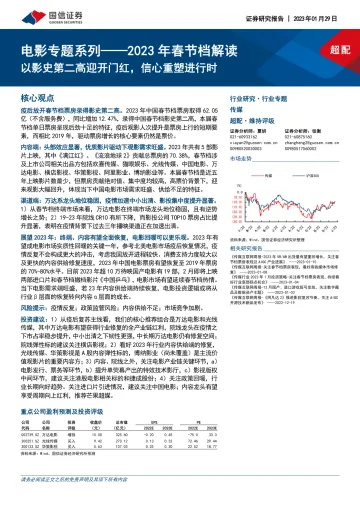 传媒行业电影专题系列_2023年春节档解读:以影史第二高迎开门红,信心重塑进行时-20230129-国信证券-20页