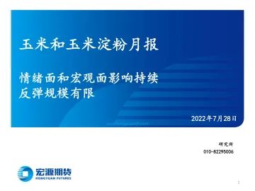 玉米和玉米淀粉月报:情绪面和宏观面影响持续,反弹规模有限-20220728-宏源期货-23页