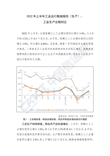 中国信通院发布2022年上半年工业运行数据报告(生产)-8页
