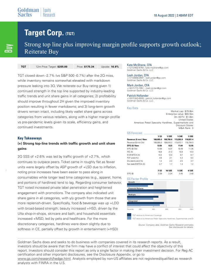 Target Corp. (TGT)_ Strong top line plus improving margin profile supports growth outlook; Reiterate Buy(1)
