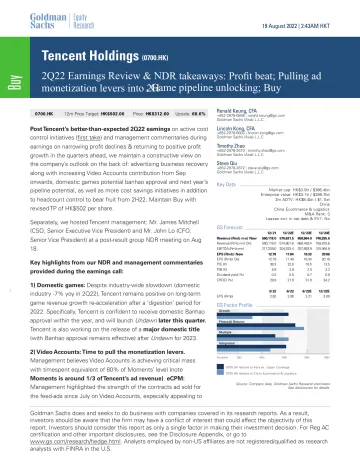 Tencent Holdings (0700.HK)_ 2Q22 Earnings Review & NDR takeaways_ Profit beat; Pulling ad monetization levers into 2H, Game p...(1)
