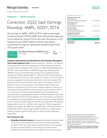 AMPL.OQ-Morgan Stanley-Software Correction 2Q22 SaaS Earnings Roundup AMPL, GDDY