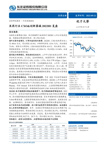 医药生物行业:医药行业CXO&创新器械2022H1复盘-20220921-东北证券-31页