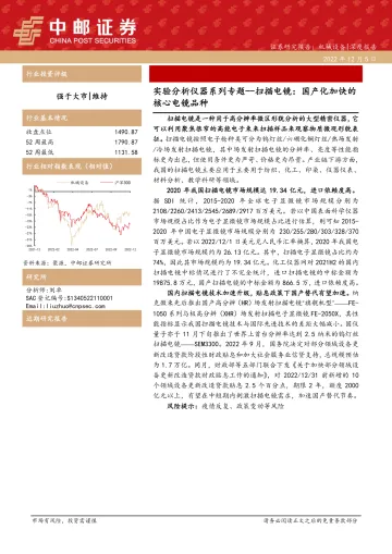 机械设备行业实验分析仪器系列专题:扫描电镜,国产化加快的核心电镜品种-20221205-中邮证券-17页