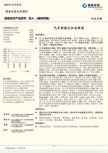信息技术产业行业月报:汽车智能化加速渗透-20221225-国金证券-19页
