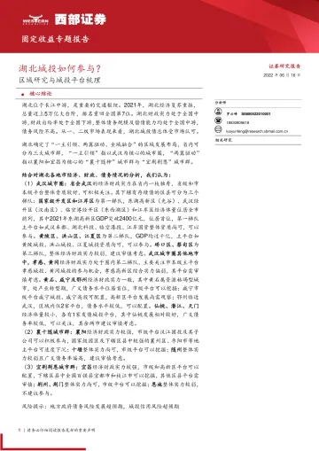区域研究与城投平台梳理:湖北城投如何参与?-20220616-西部证券-24页