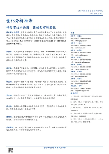 择时雷达六面图:情绪面有所弱化-20220820-国盛证券-23页