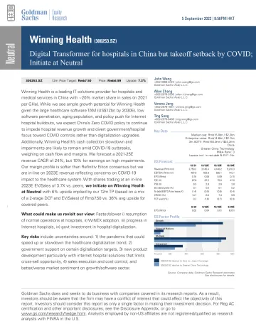 Winning Health (300253.SZ)_ Digital Transformer for hospitals in China but takeoff setback by COVID; Initiate at Neutral(1)