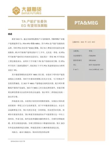 PTA&MEG年度报告：TA产能扩张最快，EG有望领涨聚酯-20221228-大越期货-16页