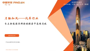 汽车行业月酝知风:自主新能源品牌持续探索中高端突破-20220815-平安证券-22页
