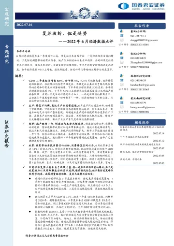 2022年6月经济数据点评:复苏波折,但是趋势-20220716-国泰君安-22页