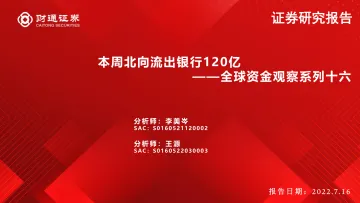全球资金观察系列十六:本周北向流出银行120亿-20220716-财通证券-31页
