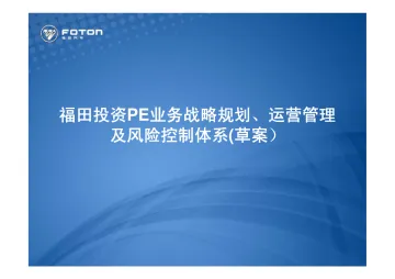 投资PE业务战略规划、运营管理及风险控制体系(草案)