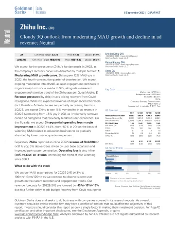 Zhihu Inc. (ZH)_ Cloudy 3Q outlook from moderating MAU growth and decline in ad revenue; Neutral(1)