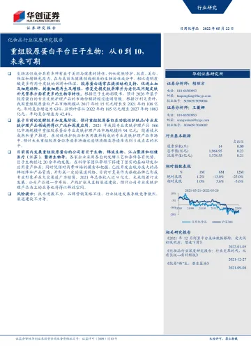 化妆品行业深度研究报告:重组胶原蛋白平台巨子生物,从0到10,未来可期-20220522-华创证券-24页