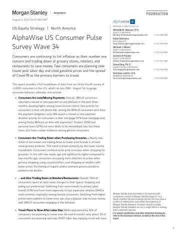 US Equity Strategy - NorthAmerica AlphaWise US Consumer Pulse Survey Wave 34