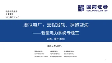 公用事业行业新型电力系统专题三:虚拟电厂,云程发轫,拥抱蓝海-20220726-国海证券-56页