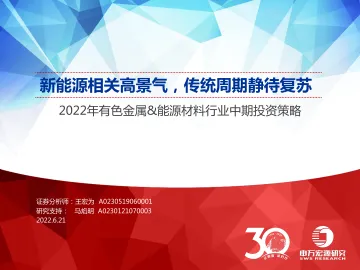 2022年有色金属&能源材料行业中期投资策略:新能源相关高景气,传统周期静待复苏-20220621-申万宏源-66页