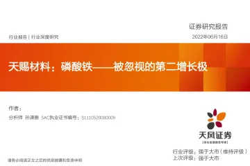 电力设备行业深度研究:天赐材料,磷酸铁~被忽视的第二增长极-20220616-天风证券-40页