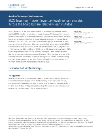 Americas Technology_ Semiconductors_ 2Q22 Inventory Tracker_ Inventory levels remain elevated across the board but are relati...(1)_1