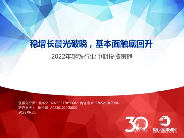 2022年钢铁行业中期投资策略:稳增长晨光破晓,基本面触底回升-20220620-申万宏源-39页
