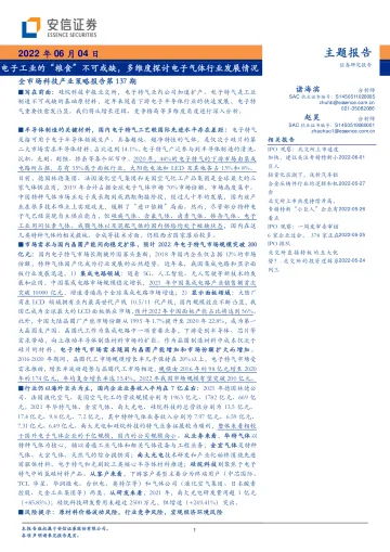 全市场科技产业策略报告第137期:电子工业的“粮食”不可或缺,多维度探讨电子气体行业发展情况-20220604-安信证券-32页
