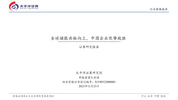 新能源行业:全球储能共振向上,中国企业优势致胜-20221123-太平洋证券-23页
