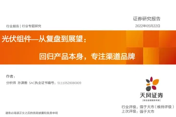 光伏组件行业专题研究:从复盘到展望,回归产品本身,专注渠道品牌-20220522-天风证券-36页