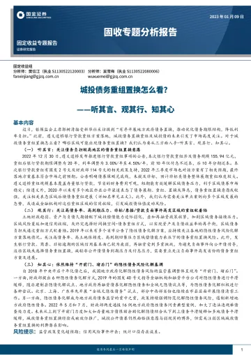 固收专题分析报告:城投债务重组置换怎么看?听其言、观其行、知其心-20230109-国金证券-26页
