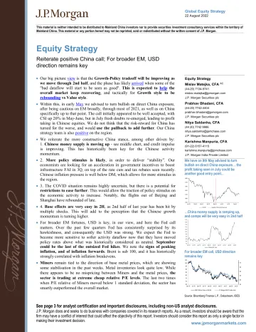 Equity Strategy Reiterate positive China call; For broader EM, USD direction remains key