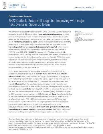 China Consumer Durables_ 2H22 Outlook_ Setup still tough but improving with major risks overseas; Supor up to Buy(1)