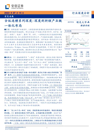 有色金属行业深度分析:合纵连横系列深度,深度剖析锂产业链一体化布局-20220714-安信证券-82页