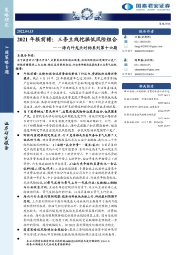 海内外龙头对标系列第十六期:2021年报前瞻,三条主线挖掘低风险组合-20220415-国泰君安-16页