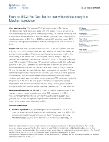 Fiserv Inc. (FISV)_ First Take_ Top-line beat with particular strength in Merchant Acceptance(1)