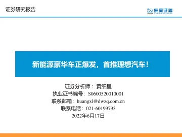 新能源汽车行业:新能源豪华车正爆发,首推理想汽车!-20220617-东吴证券-45页