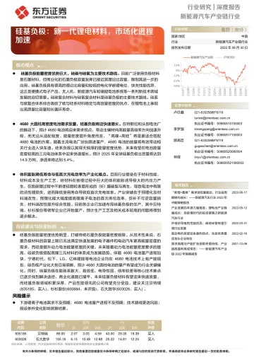 新能源汽车产业链行业:硅基负极,新一代锂电材料,市场化进程加速-20220630-东方证券-21页