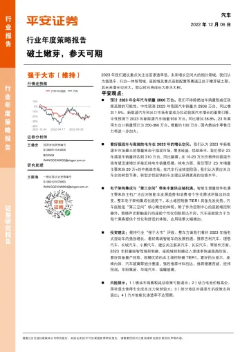 汽车行业年度策略报告:破土嫩芽,参天可期-20221206-平安证券-35页