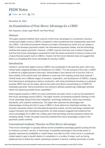 FEDS中央银行数字货币(CBDC)先发优势研究(英)-10页