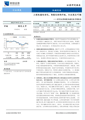 机械设备行业湘股机械设备专题报告:工程机械电动化、智能化结构升级,行业拐点可期-20220921-财信证券-25页