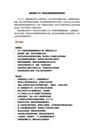【智联招聘】2021年春季白领跳槽指数调研报告-23页