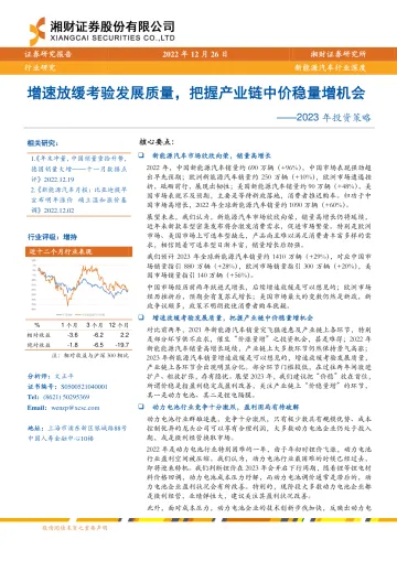新能源汽车行业2023年投资策略:增速放缓考验发展质量,把握产业链中价稳量增机会-20221226-湘财证券-45页