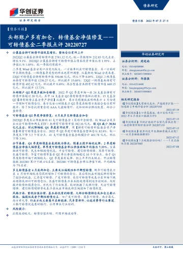 可转债基金二季报点评:头部账户多有加仓,转债基金净值修复-20220727-华创证券-19页