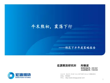 棉花下半年度策略报告:牛末熊初,震荡下行-20220708-宏源期货-19页